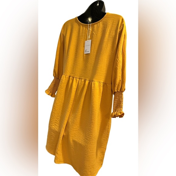 New Women’s Batwing Long Sleeve Tunic Dress Crew Neck Flowy Swing Mini - Picture 5 of 5